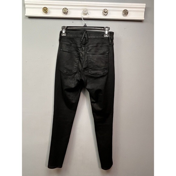 Good American Good Legs Black Coated Skinny‎ Jeans GL001T Size 2/26 High Rise - Picture 2 of 9